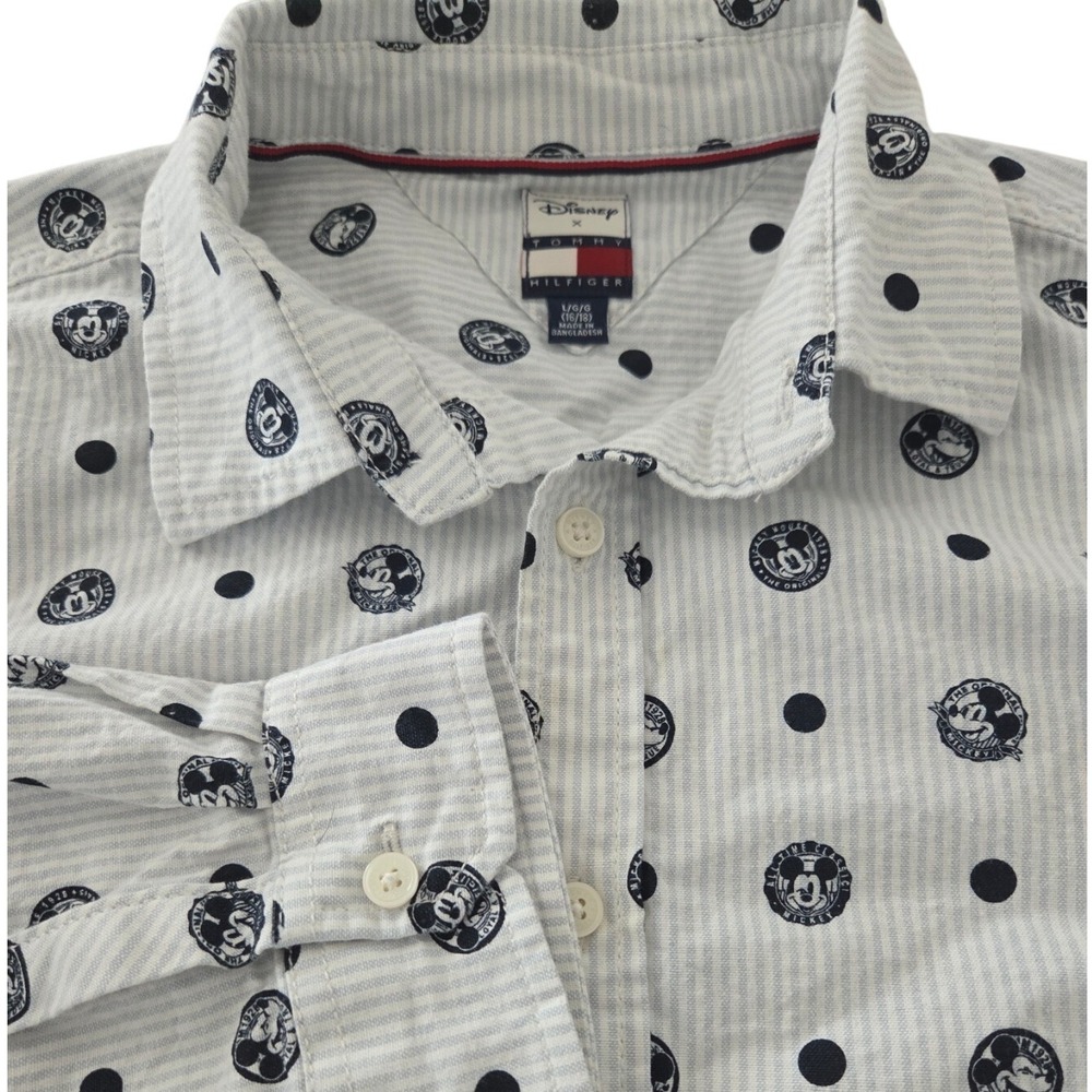 Disney x Tommy Hilfiger Boys Button Down Shirt Mickey‎ Mouse Striped L (16/18)